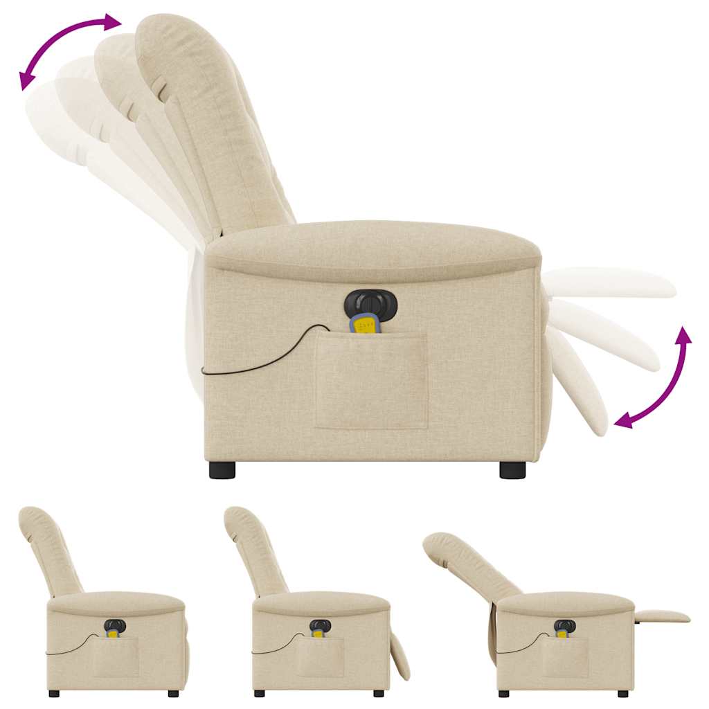Massagestoel elektrisch verstelbaar stof crèmekleurig is nu te koop bij PeponiXL, paradijselijk wonen!