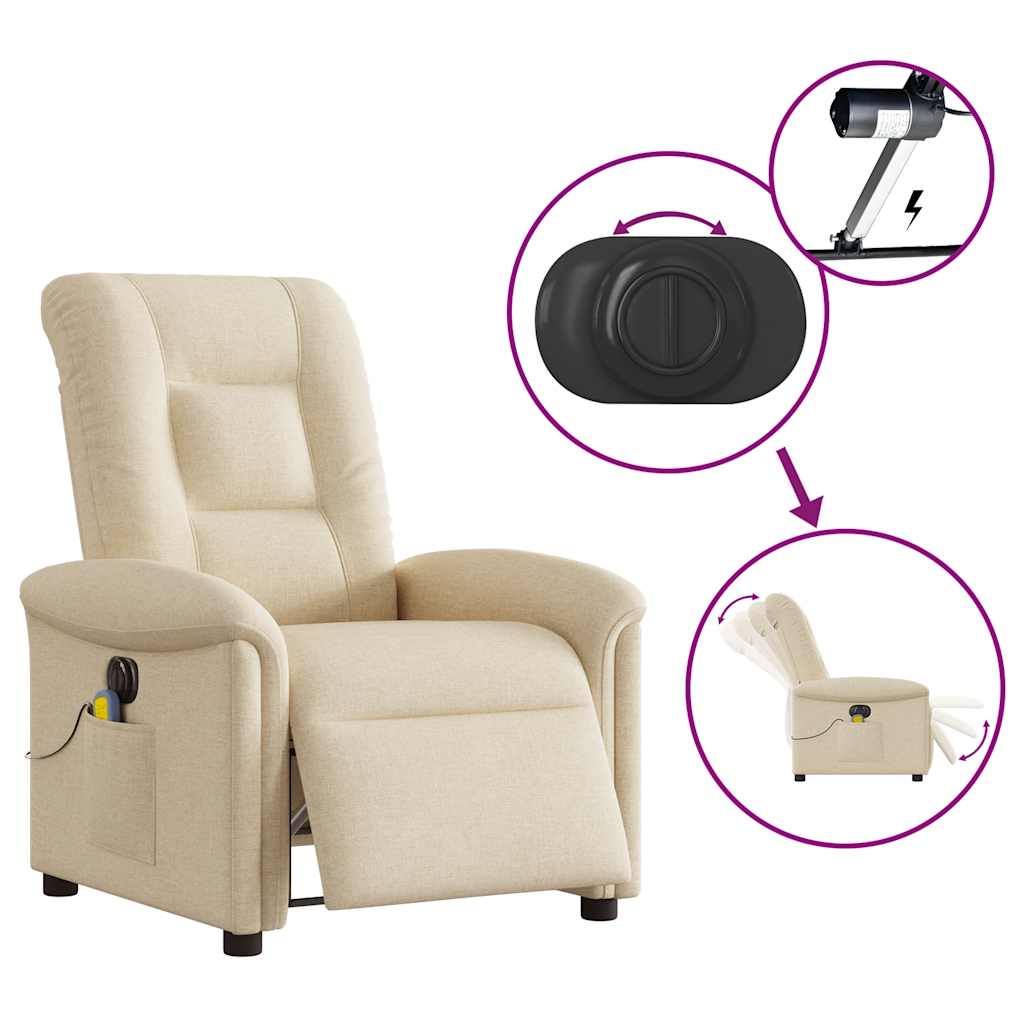 Massagestoel elektrisch verstelbaar stof crèmekleurig is nu te koop bij PeponiXL, paradijselijk wonen!