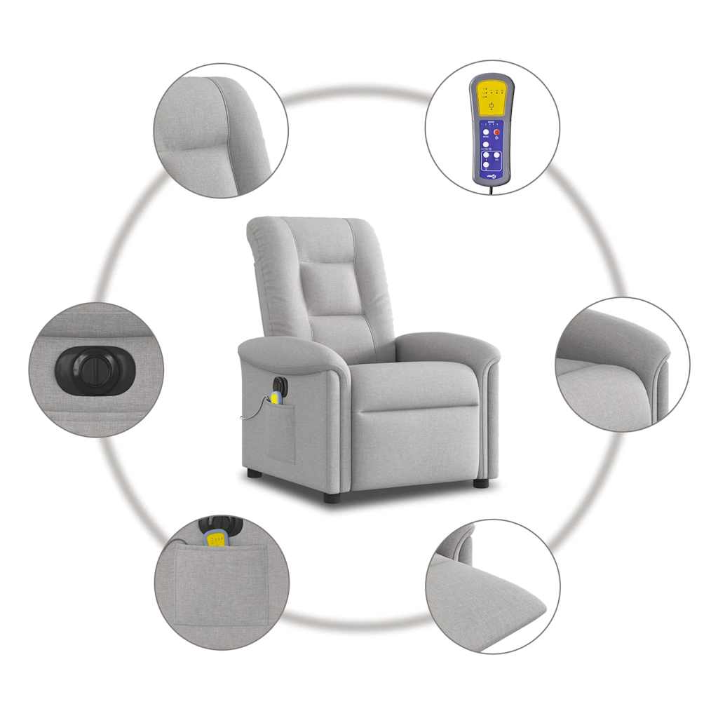 Massagestoel elektrisch verstelbaar stof wolk grijs is nu te koop bij PeponiXL, paradijselijk wonen!