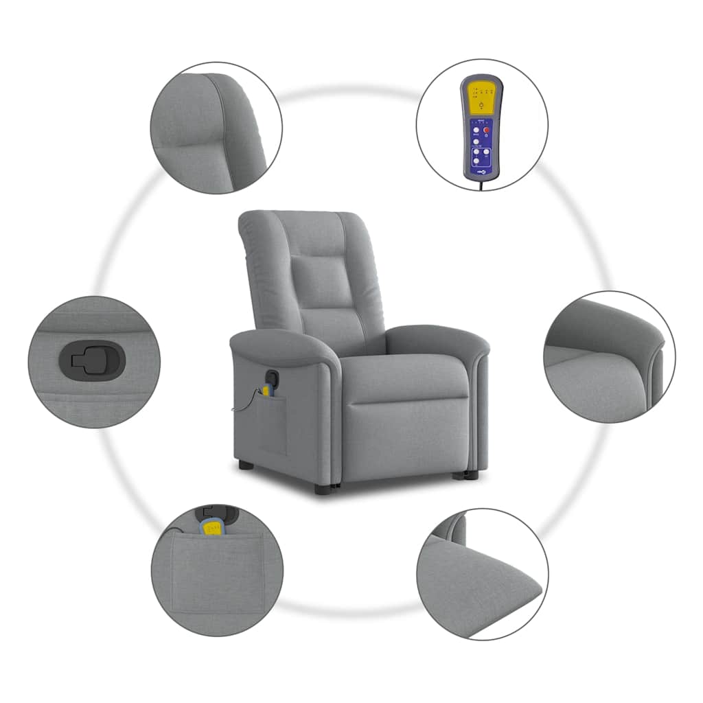 Sta-op-massagestoel verstelbaar stof lichtgrijs is nu te koop bij PeponiXL, paradijselijk wonen!