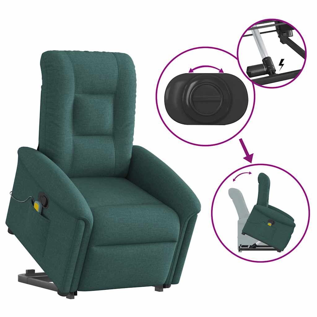 Sta-op-massagestoel verstelbaar stof donkergroen is nu te koop bij PeponiXL, paradijselijk wonen!