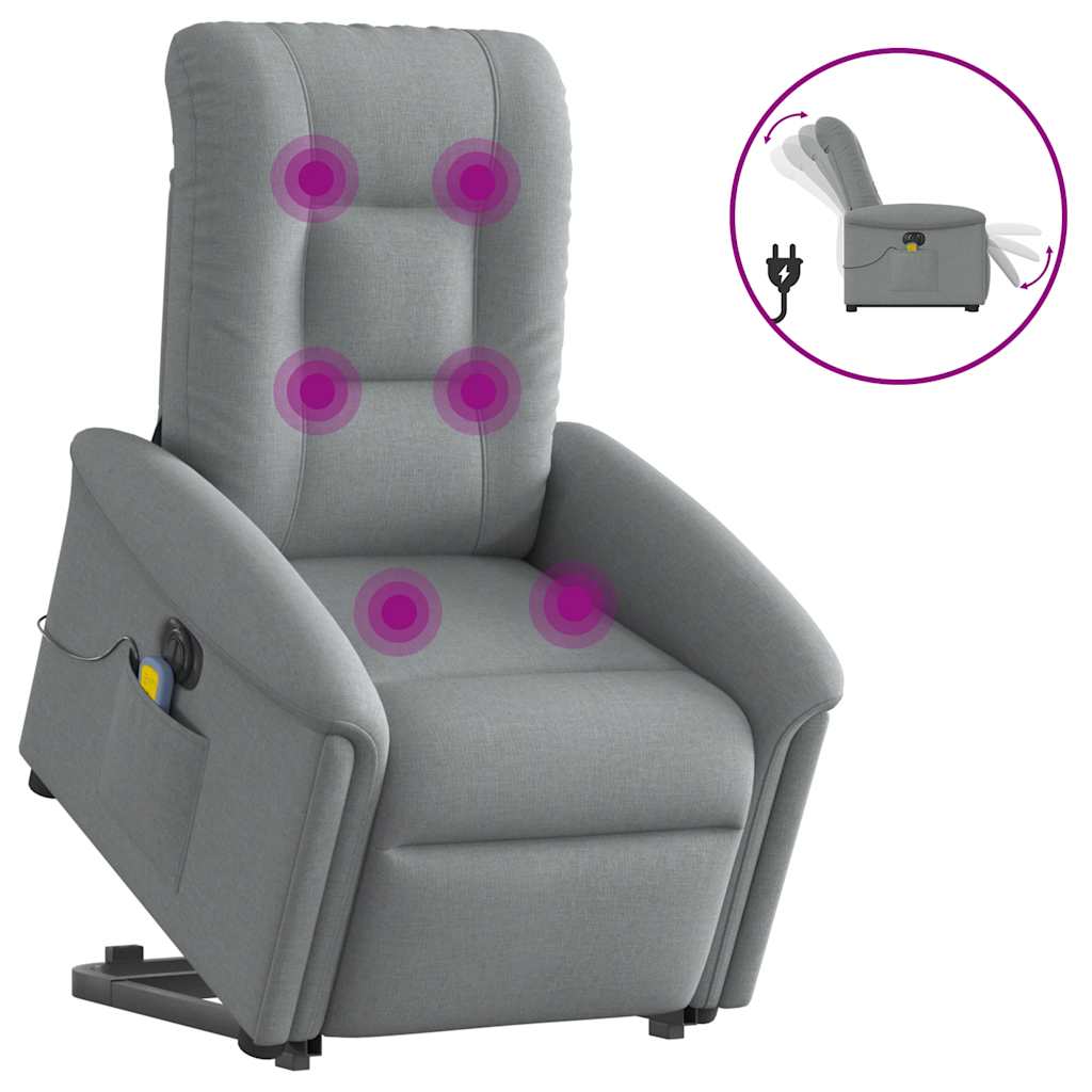 Sta-op-massagestoel elektrisch verstelbaar stof lichtgrijs is nu te koop bij PeponiXL, paradijselijk wonen!