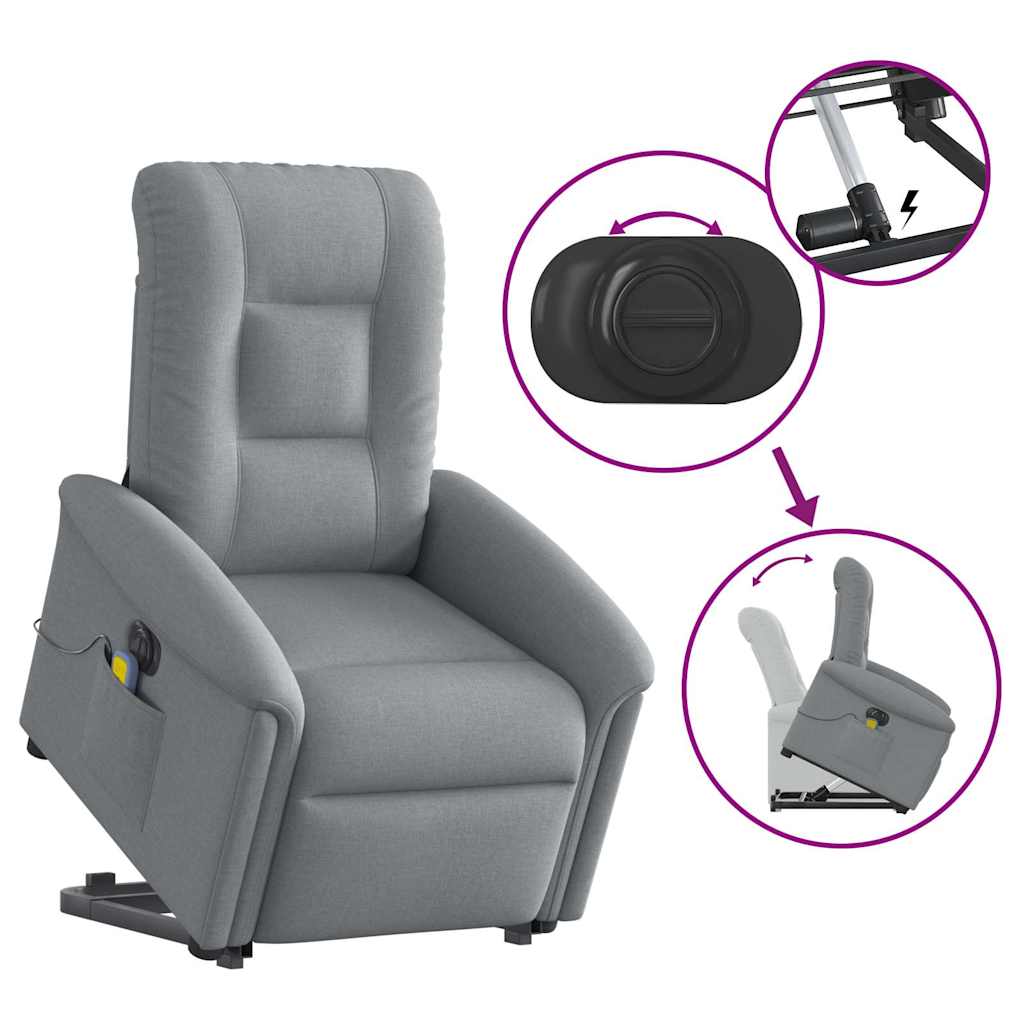 Sta-op-massagestoel elektrisch verstelbaar stof lichtgrijs is nu te koop bij PeponiXL, paradijselijk wonen!