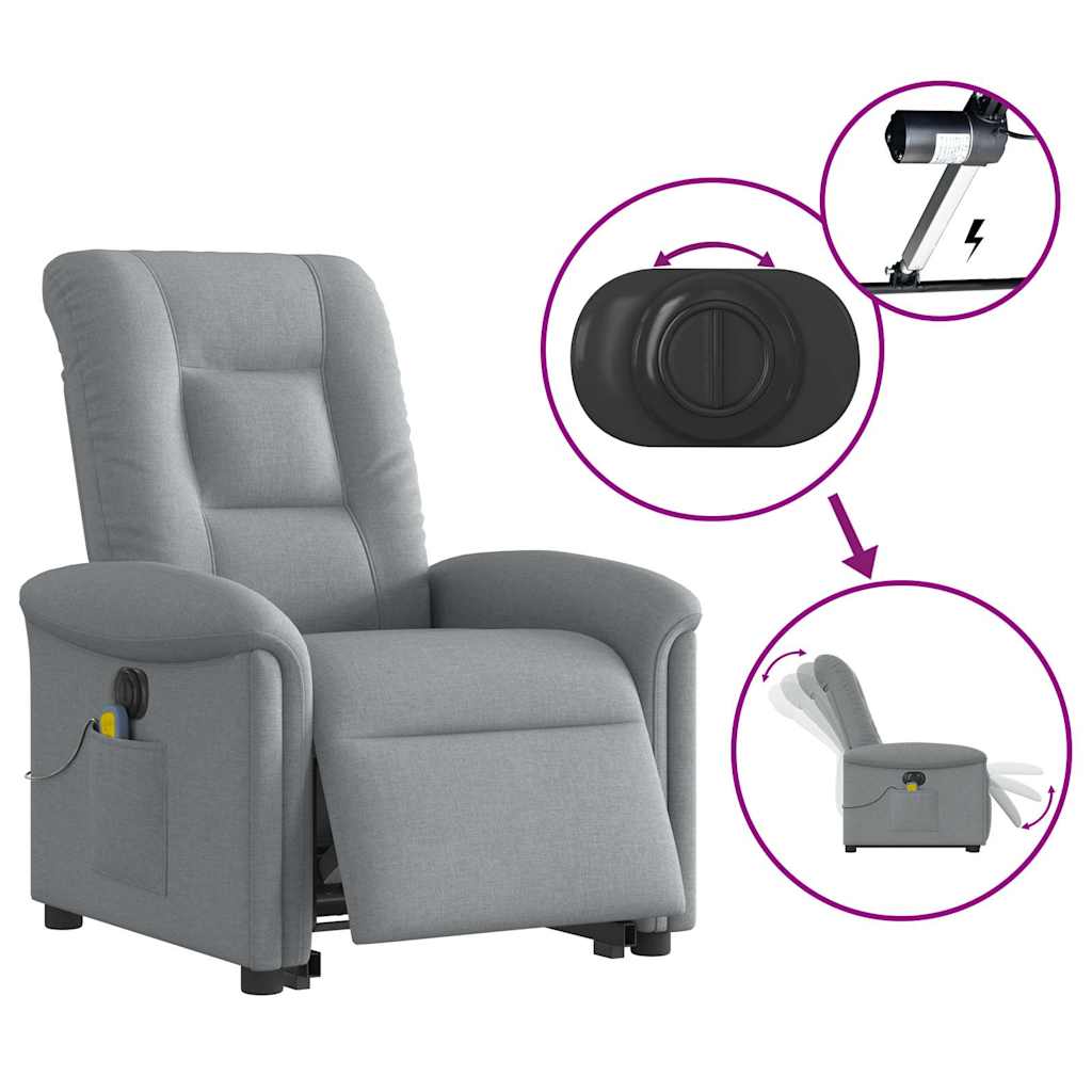 Sta-op-massagestoel elektrisch verstelbaar stof lichtgrijs is nu te koop bij PeponiXL, paradijselijk wonen!