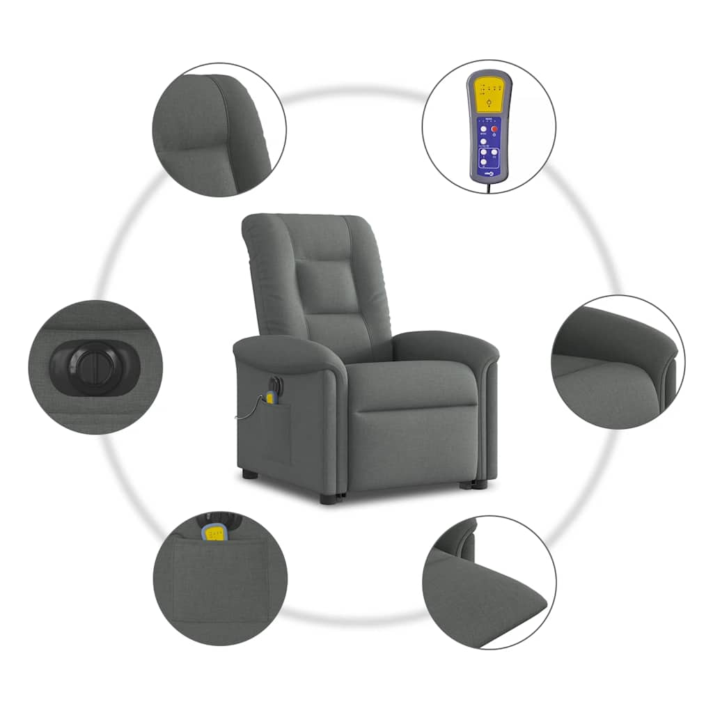 Sta-op-massagestoel elektrisch verstelbaar stof donkergrijs is nu te koop bij PeponiXL, paradijselijk wonen!