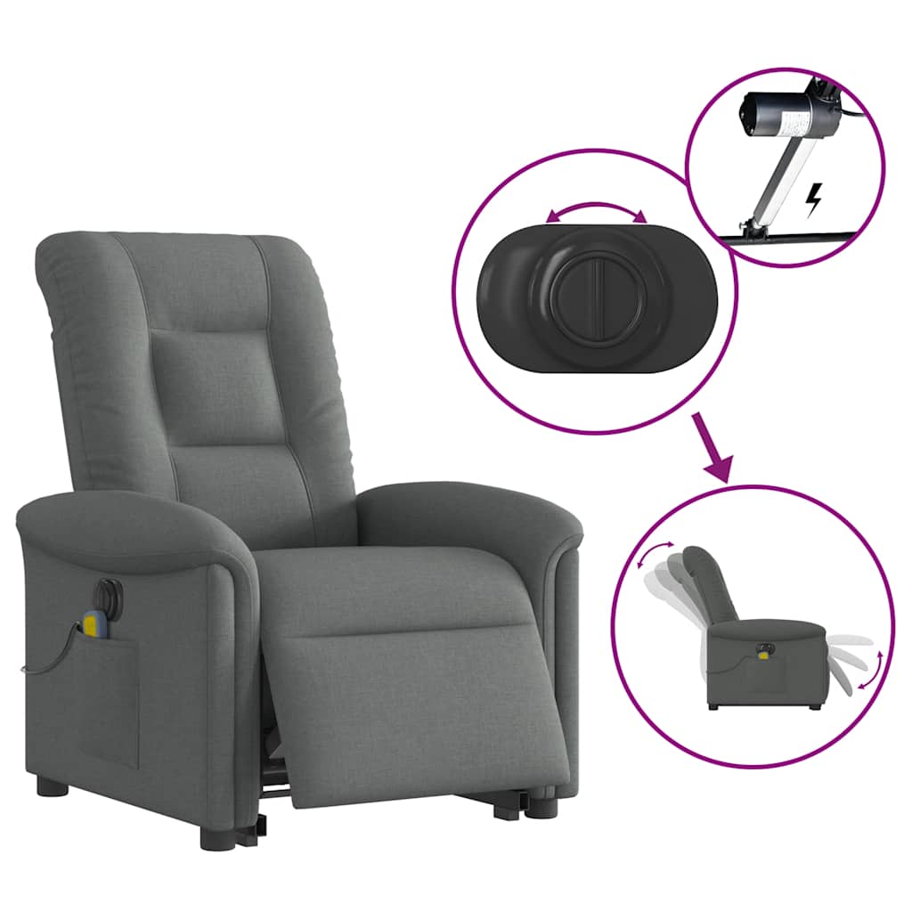 Sta-op-massagestoel elektrisch verstelbaar stof donkergrijs is nu te koop bij PeponiXL, paradijselijk wonen!