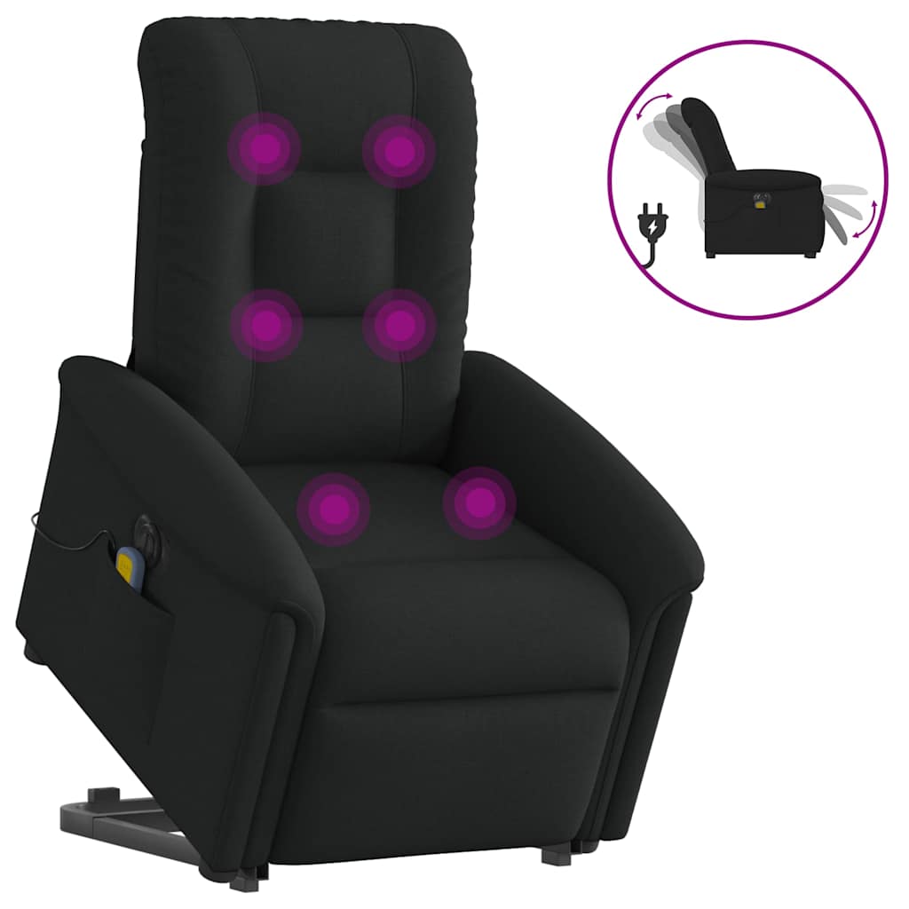 Sta-op-massagestoel elektrisch verstelbaar stof zwart is nu te koop bij PeponiXL, paradijselijk wonen!