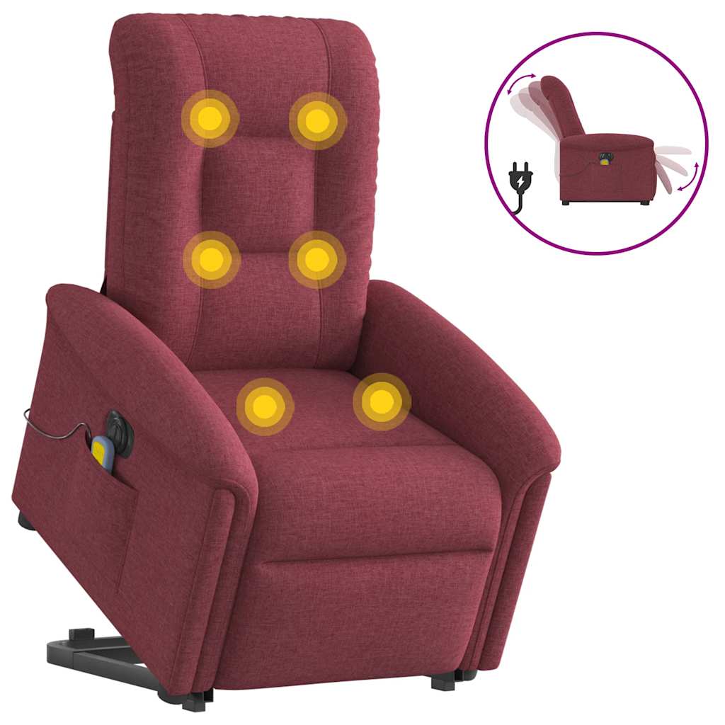 Sta-op-massagestoel elektrisch verstelbaar stof wijnrood is nu te koop bij PeponiXL, paradijselijk wonen!
