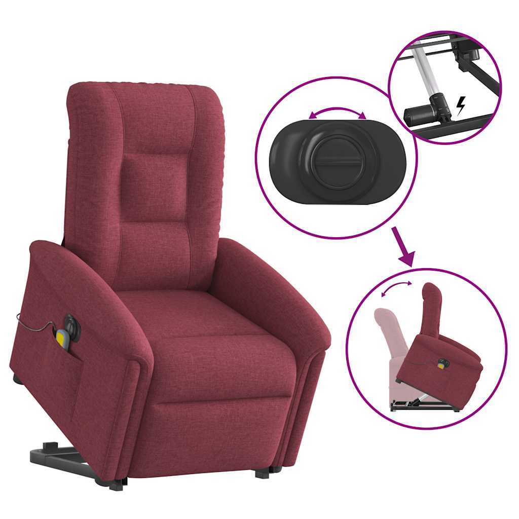 Sta-op-massagestoel elektrisch verstelbaar stof wijnrood is nu te koop bij PeponiXL, paradijselijk wonen!