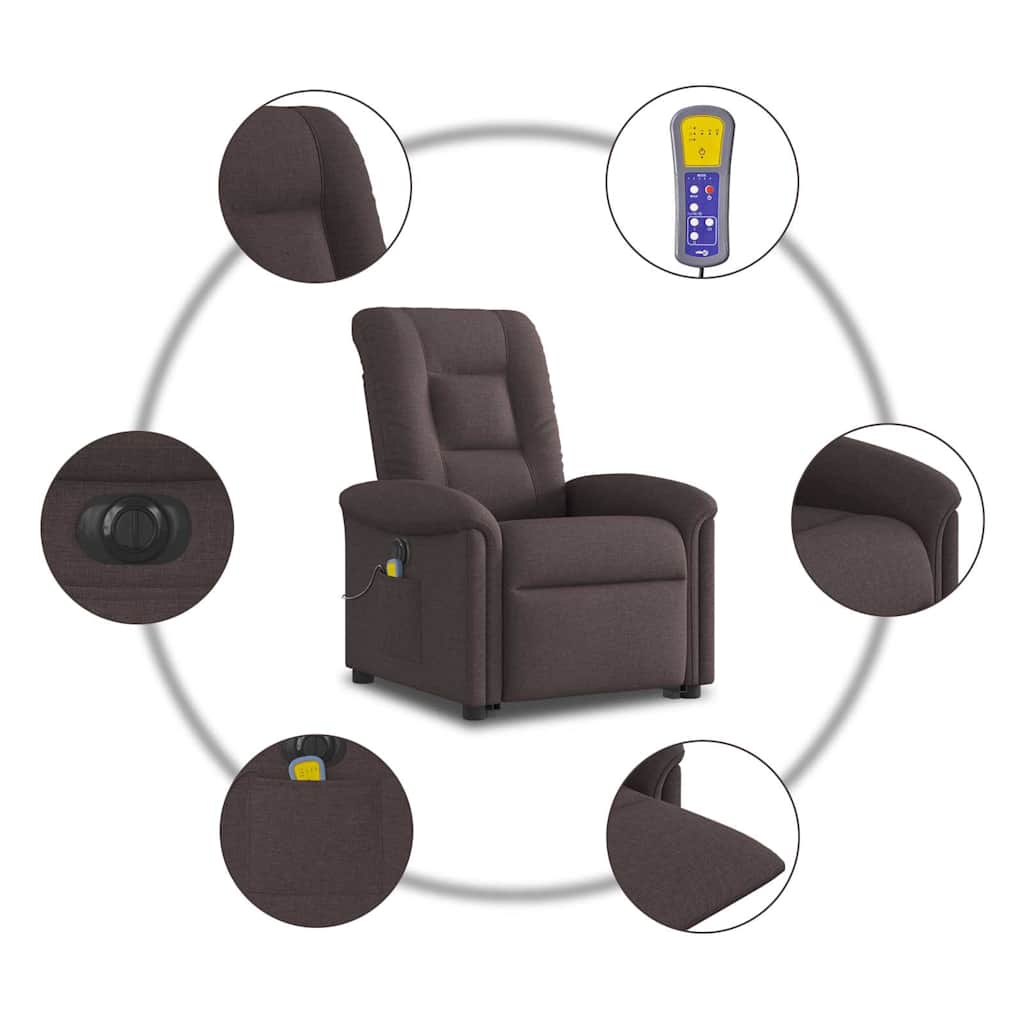 Sta-op-massagestoel elektrisch verstelbaar stof donkerbruin is nu te koop bij PeponiXL, paradijselijk wonen!