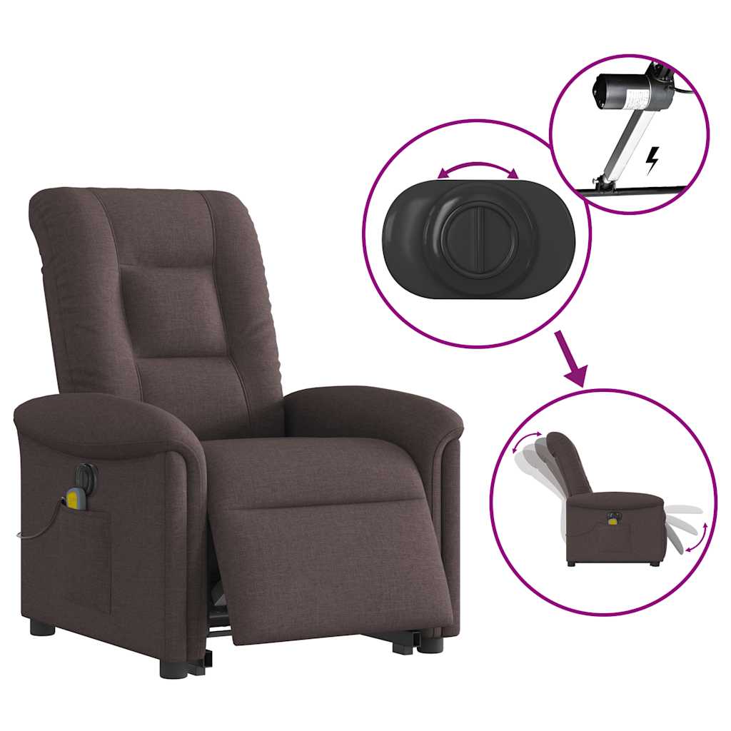 Sta-op-massagestoel elektrisch verstelbaar stof donkerbruin is nu te koop bij PeponiXL, paradijselijk wonen!