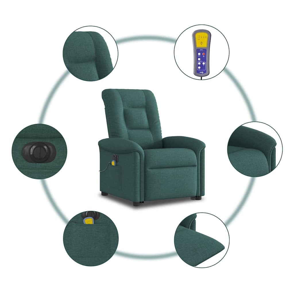 Sta-op-massagestoel elektrisch verstelbaar stof donkergroen is nu te koop bij PeponiXL, paradijselijk wonen!