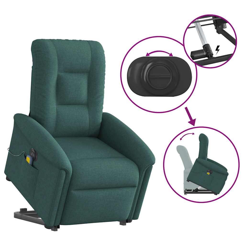 Sta-op-massagestoel elektrisch verstelbaar stof donkergroen is nu te koop bij PeponiXL, paradijselijk wonen!