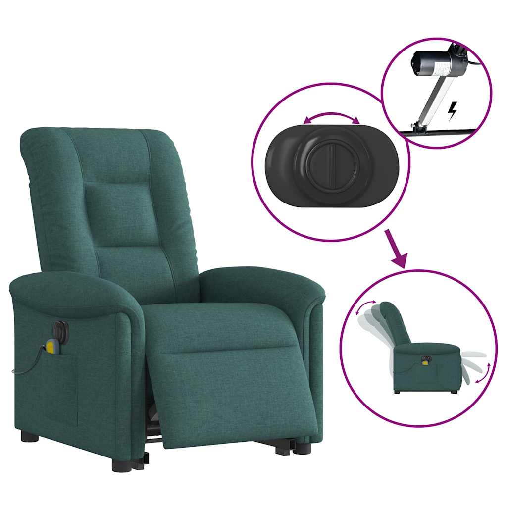 Sta-op-massagestoel elektrisch verstelbaar stof donkergroen is nu te koop bij PeponiXL, paradijselijk wonen!