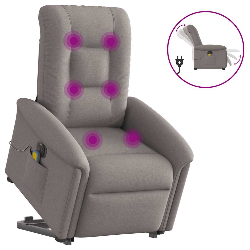 Sta-op-massagestoel elektrisch verstelbaar stof taupe is nu te koop bij PeponiXL, paradijselijk wonen!
