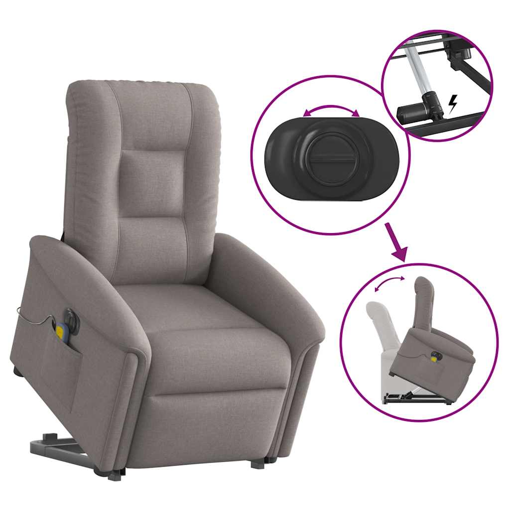 Sta-op-massagestoel elektrisch verstelbaar stof taupe is nu te koop bij PeponiXL, paradijselijk wonen!