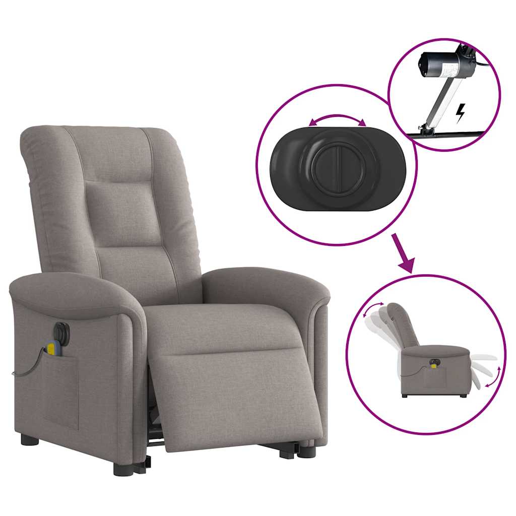 Sta-op-massagestoel elektrisch verstelbaar stof taupe is nu te koop bij PeponiXL, paradijselijk wonen!