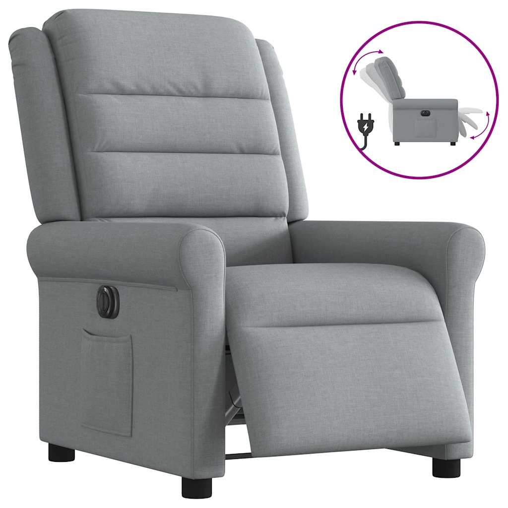 Fauteuil elektrisch verstelbaar stof lichtgrijs is nu te koop bij PeponiXL, paradijselijk wonen!
