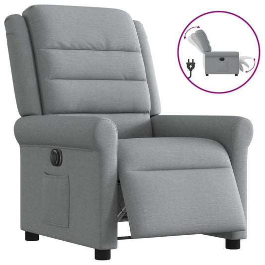Fauteuil elektrisch verstelbaar stof lichtgrijs is nu te koop bij PeponiXL, paradijselijk wonen!