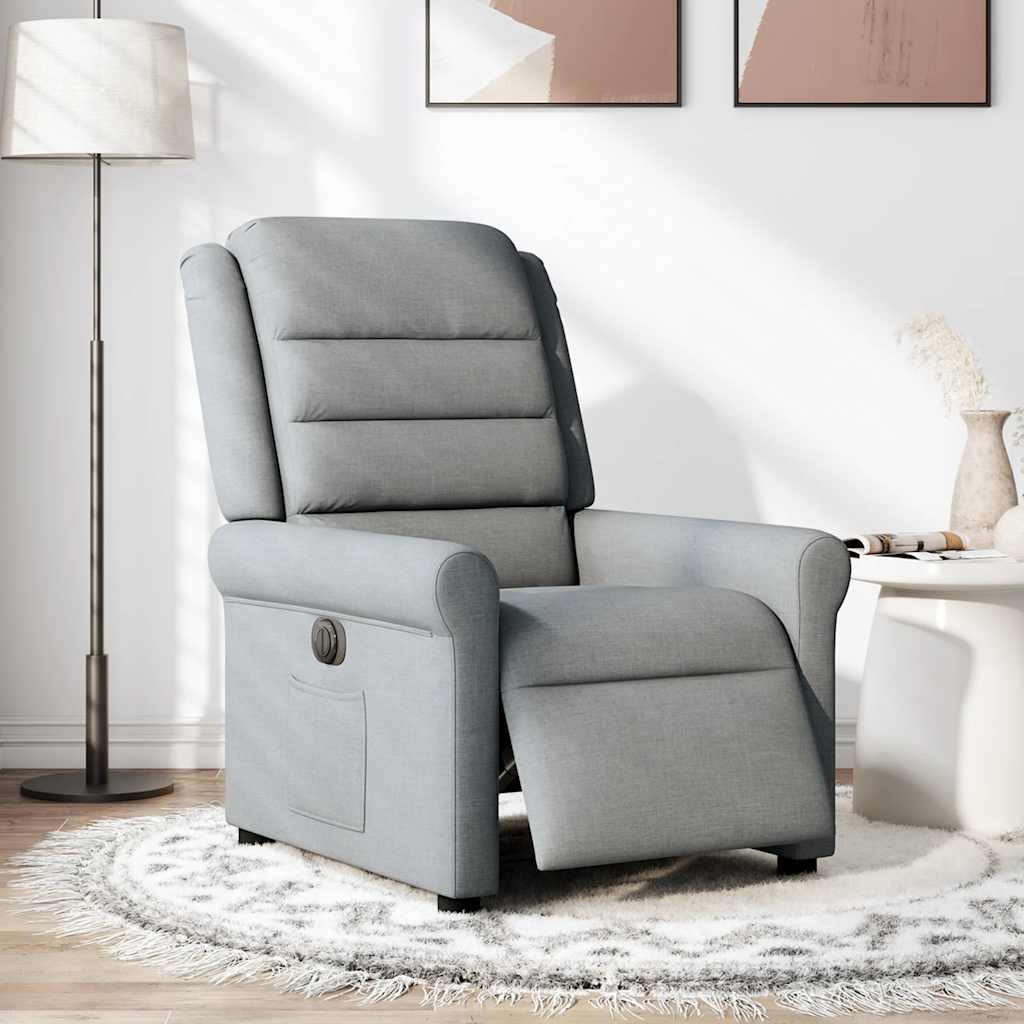 Fauteuil elektrisch verstelbaar stof lichtgrijs is nu te koop bij PeponiXL, paradijselijk wonen!