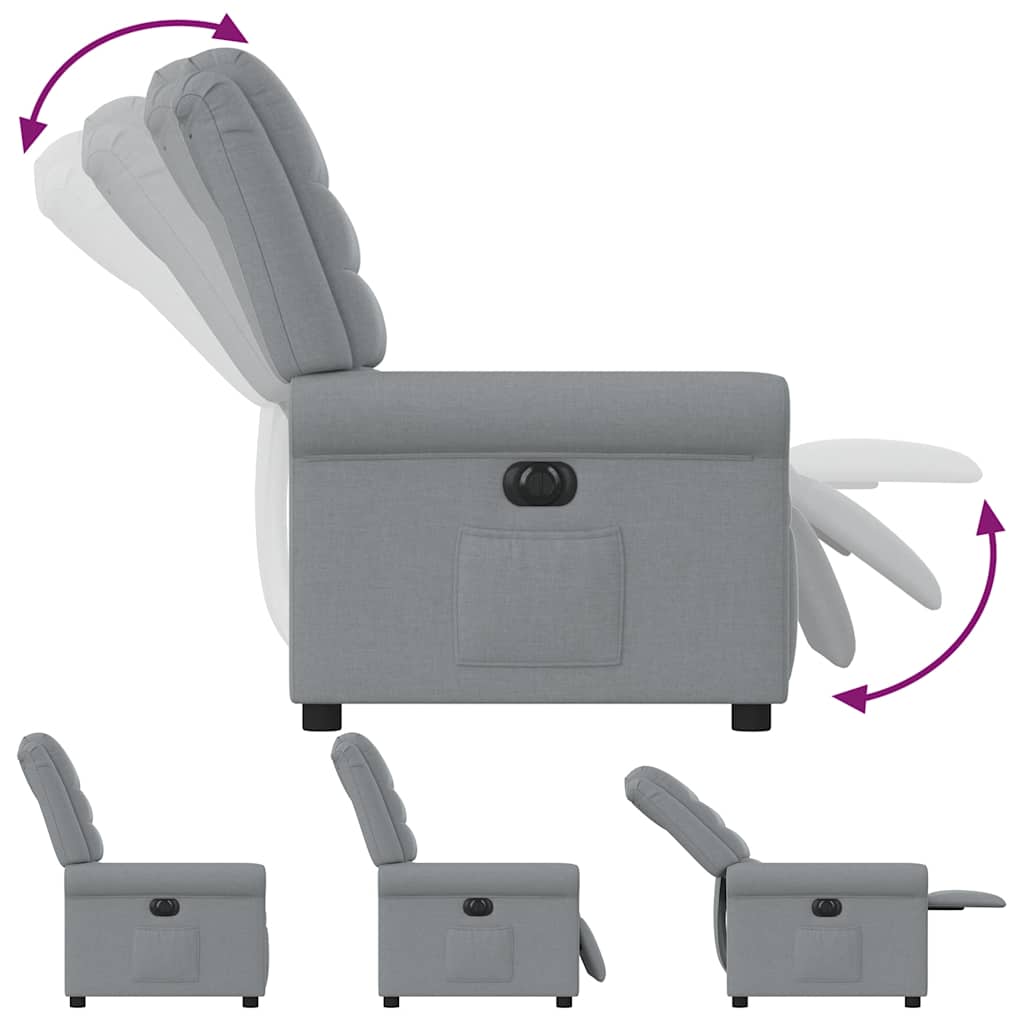 Fauteuil elektrisch verstelbaar stof lichtgrijs is nu te koop bij PeponiXL, paradijselijk wonen!