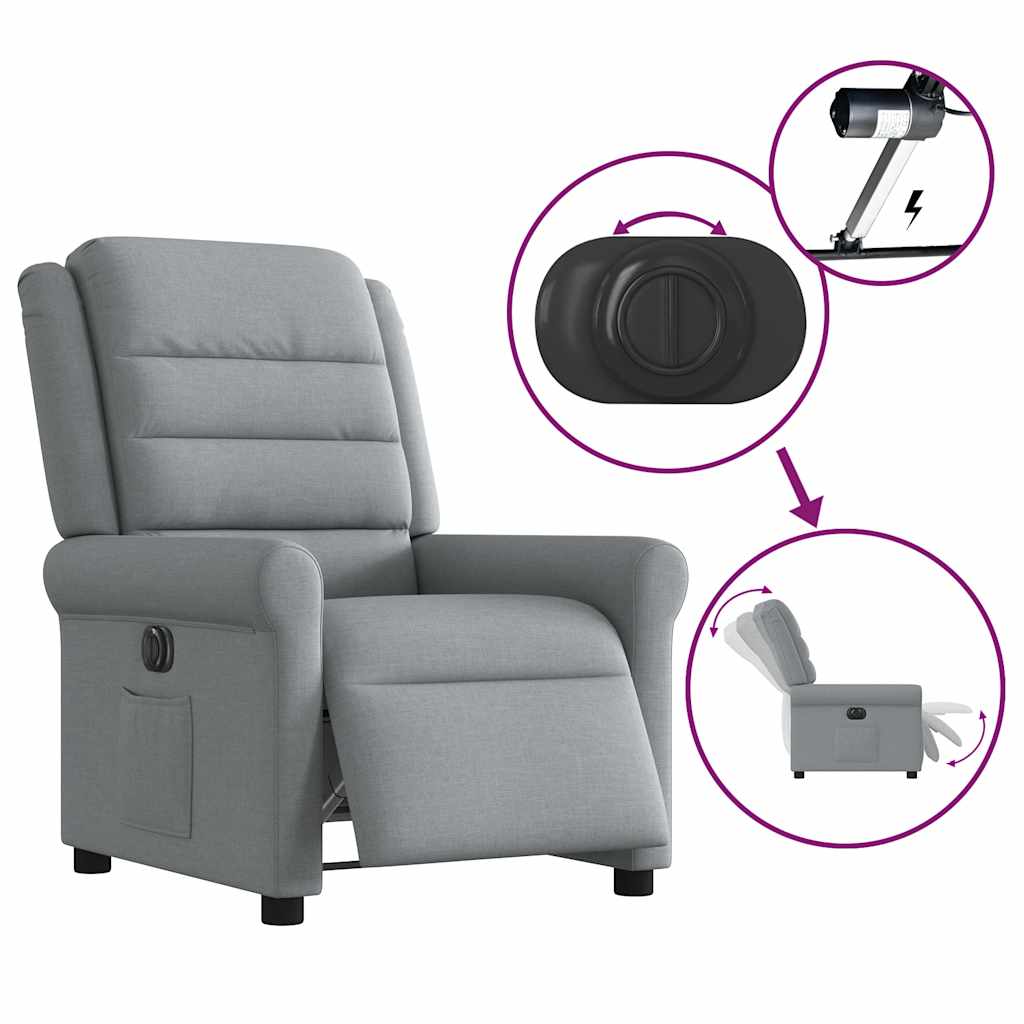 Fauteuil elektrisch verstelbaar stof lichtgrijs is nu te koop bij PeponiXL, paradijselijk wonen!