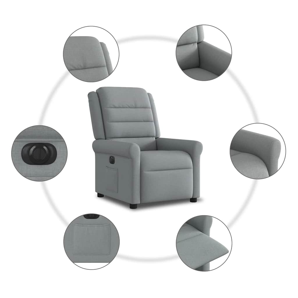 Fauteuil elektrisch verstelbaar stof lichtgrijs is nu te koop bij PeponiXL, paradijselijk wonen!