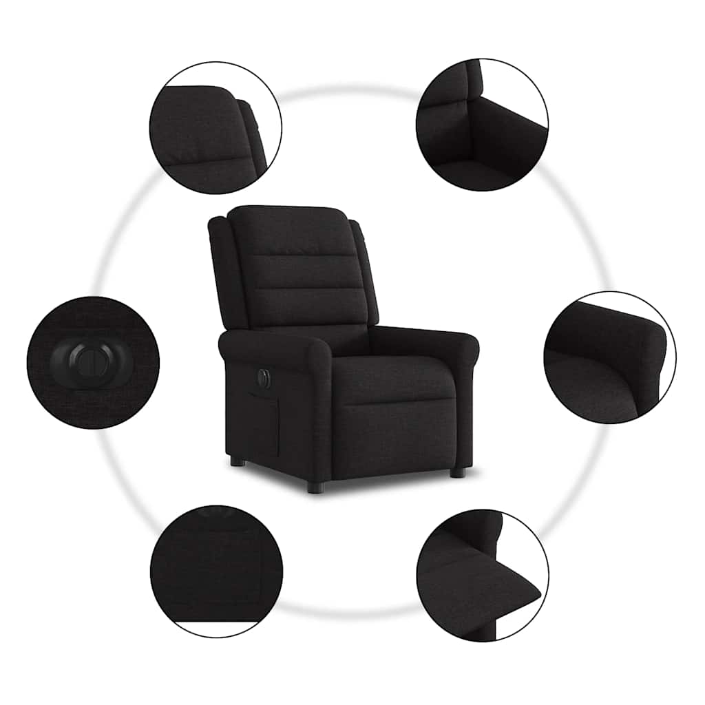 Fauteuil verstelbaar elektrisch stof zwart is nu te koop bij PeponiXL, paradijselijk wonen!