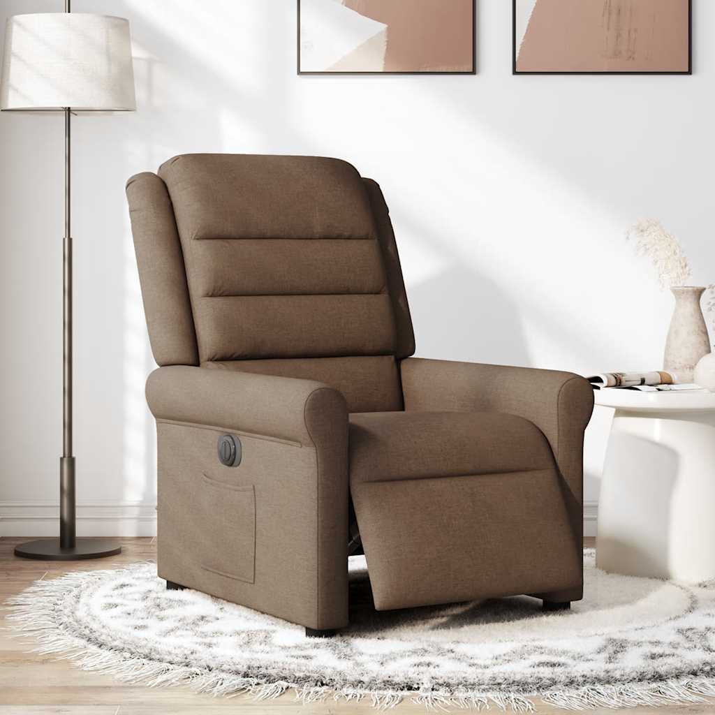Fauteuil verstelbaar elektrisch stof bruin is nu te koop bij PeponiXL, paradijselijk wonen!