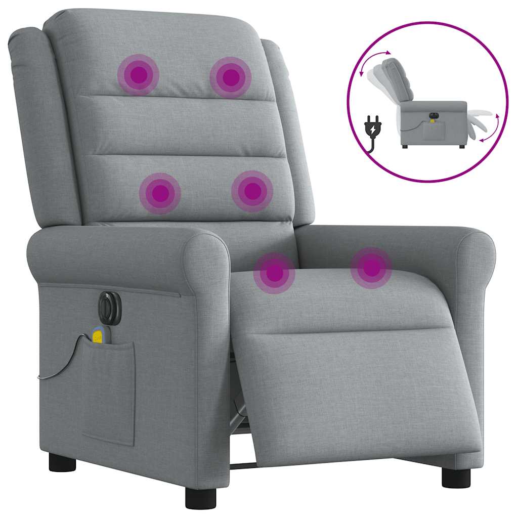 Massagestoel elektrisch verstelbaar stof lichtgrijs is nu te koop bij PeponiXL, paradijselijk wonen!