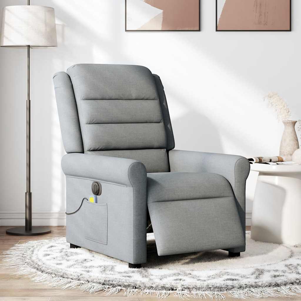 Massagestoel elektrisch verstelbaar stof lichtgrijs is nu te koop bij PeponiXL, paradijselijk wonen!