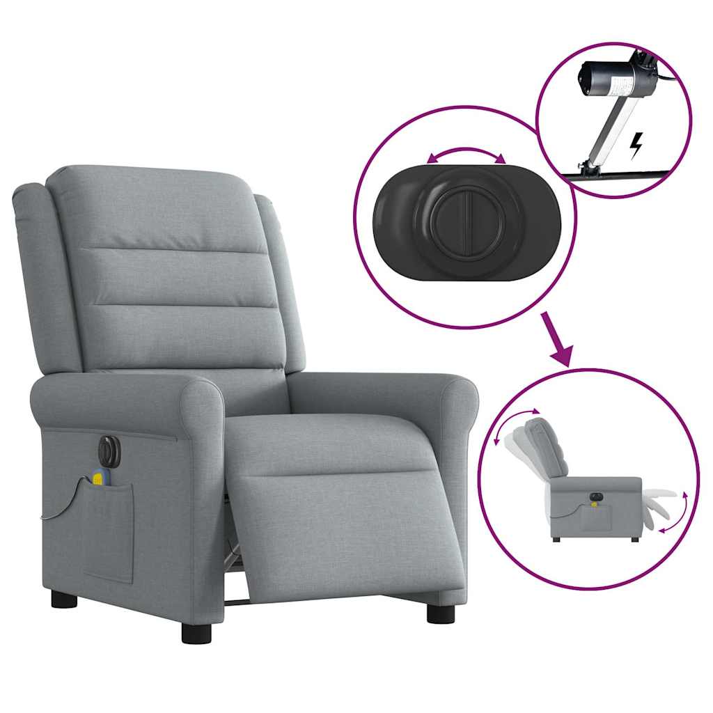Massagestoel elektrisch verstelbaar stof lichtgrijs is nu te koop bij PeponiXL, paradijselijk wonen!
