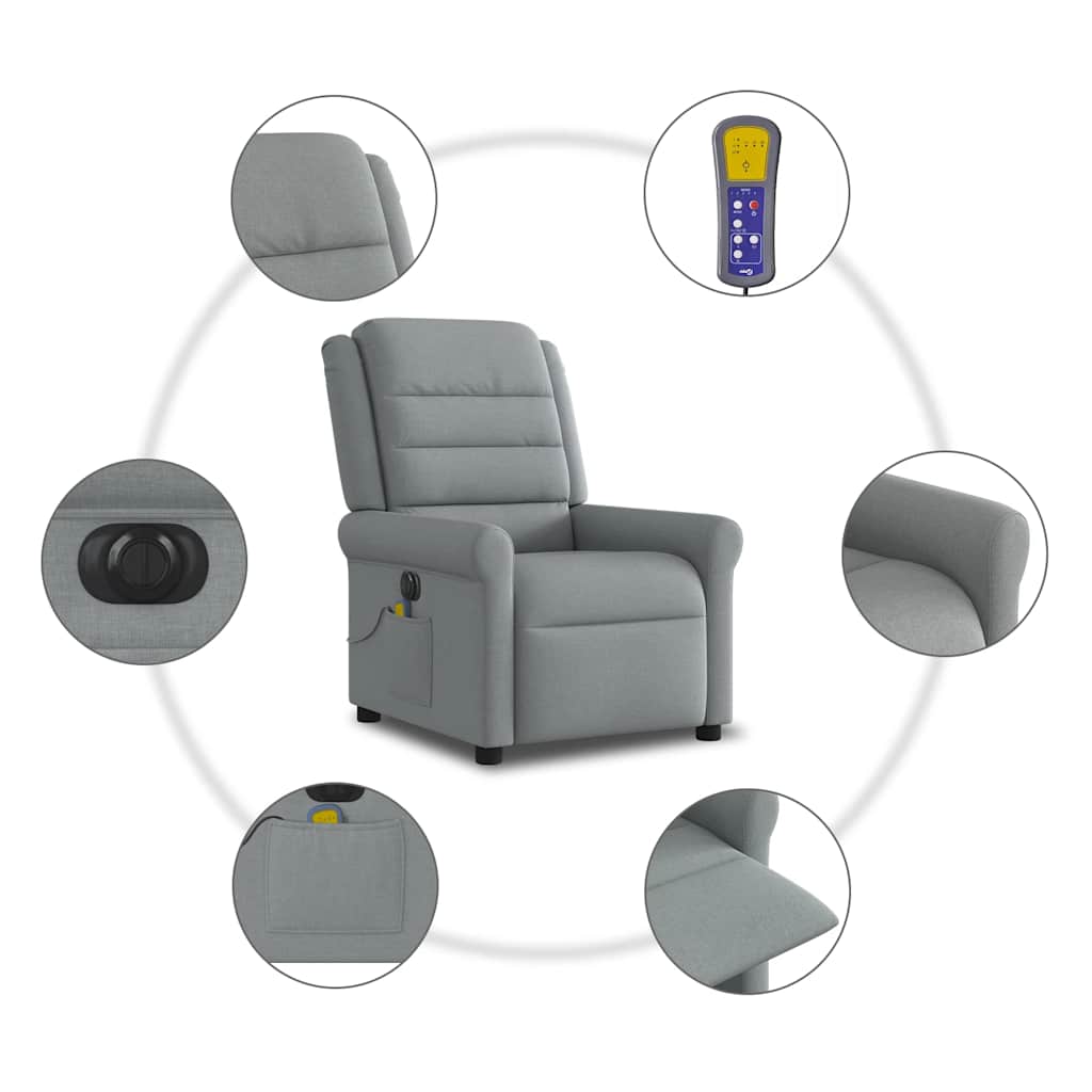 Massagestoel elektrisch verstelbaar stof lichtgrijs is nu te koop bij PeponiXL, paradijselijk wonen!