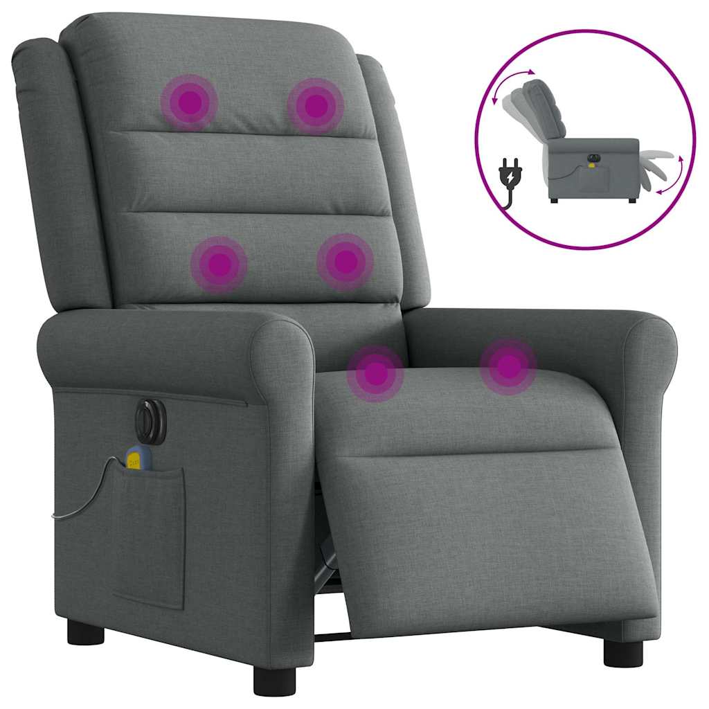 Massagestoel elektrisch verstelbaar stof donkergrijs is nu te koop bij PeponiXL, paradijselijk wonen!
