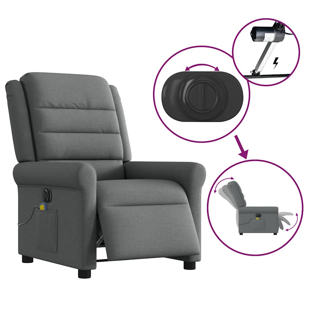 Massagestoel elektrisch verstelbaar stof donkergrijs is nu te koop bij PeponiXL, paradijselijk wonen!