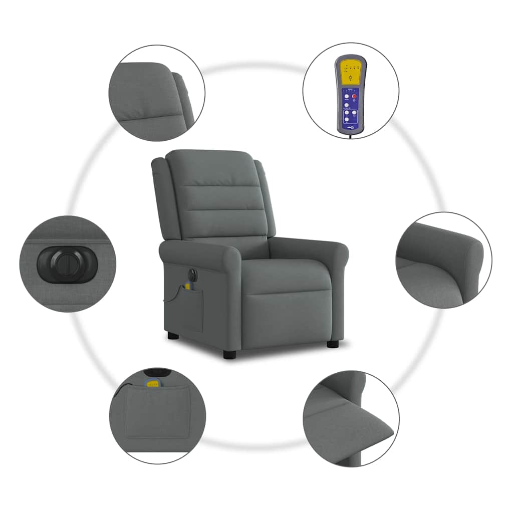 Massagestoel elektrisch verstelbaar stof donkergrijs is nu te koop bij PeponiXL, paradijselijk wonen!