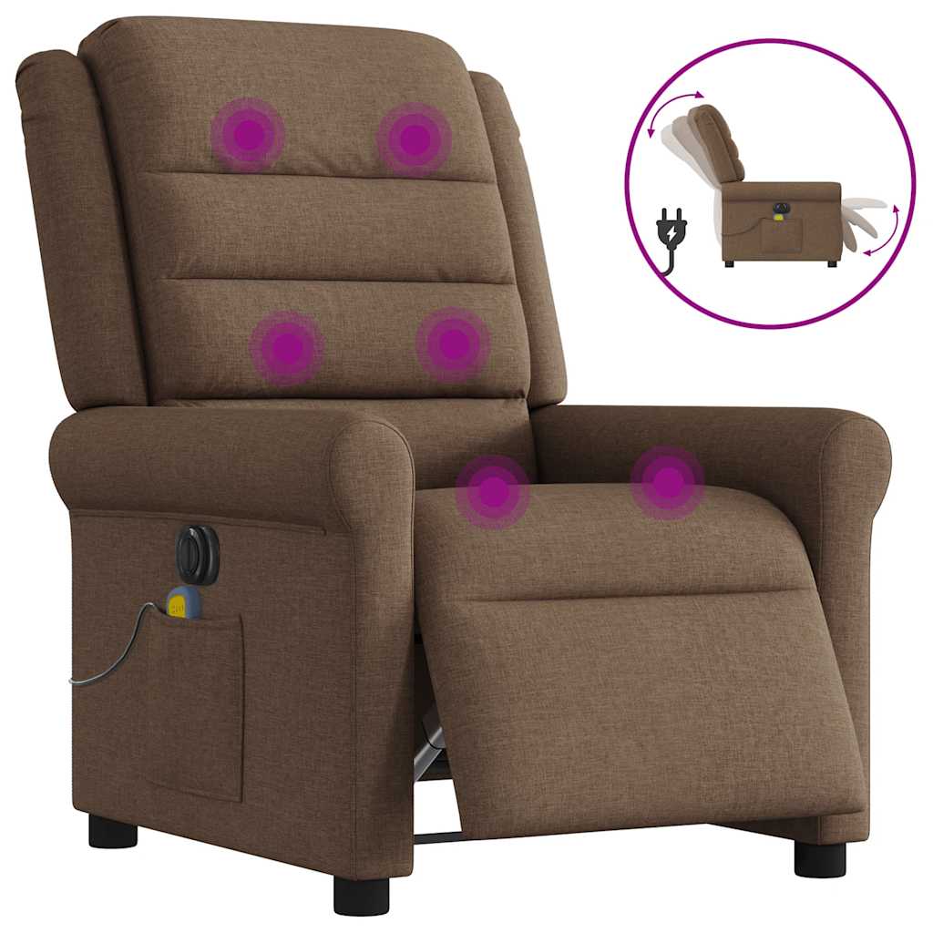 Massagestoel elektrisch verstelbaar stof bruin is nu te koop bij PeponiXL, paradijselijk wonen!