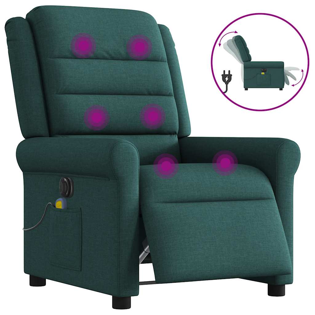 Massagestoel elektrisch verstelbaar stof donkergroen is nu te koop bij PeponiXL, paradijselijk wonen!