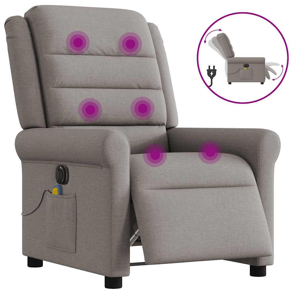 Massagestoel elektrisch verstelbaar stof taupe is nu te koop bij PeponiXL, paradijselijk wonen!
