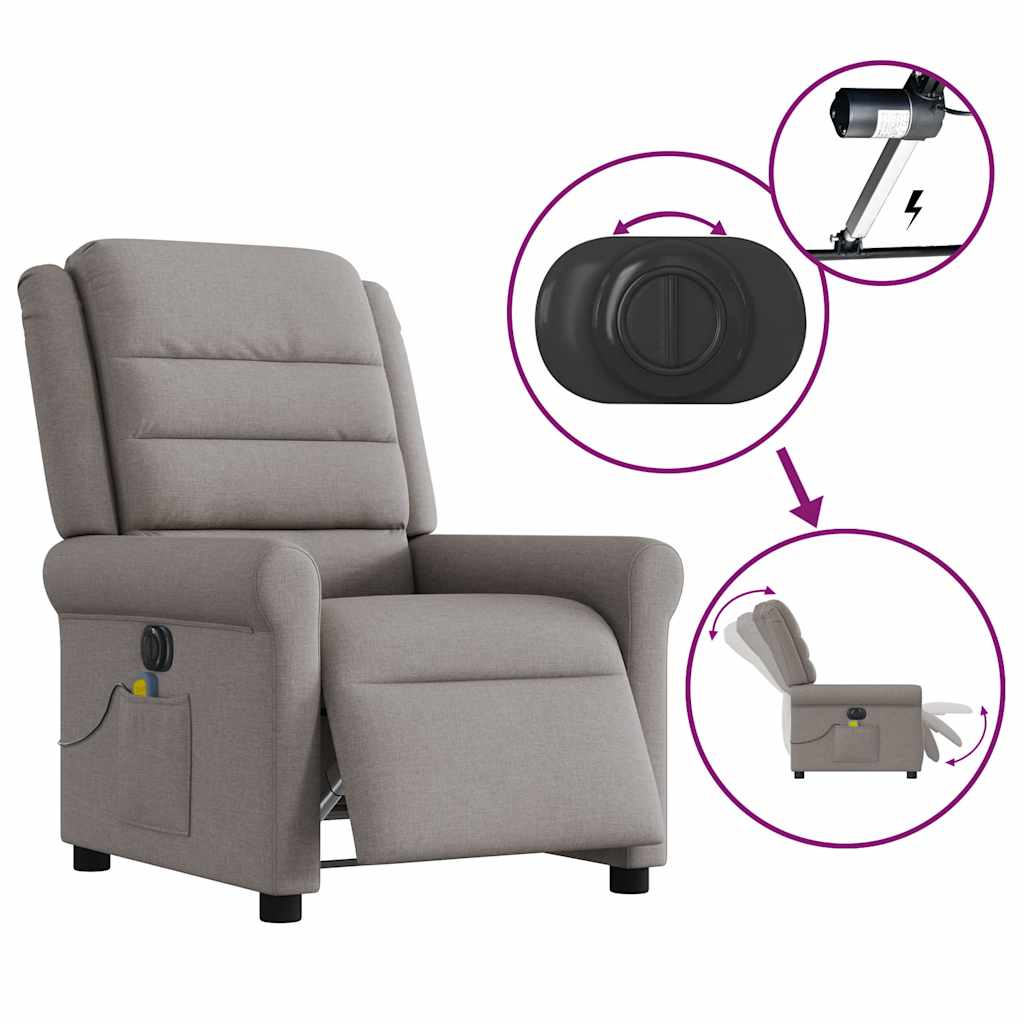 Massagestoel elektrisch verstelbaar stof taupe is nu te koop bij PeponiXL, paradijselijk wonen!