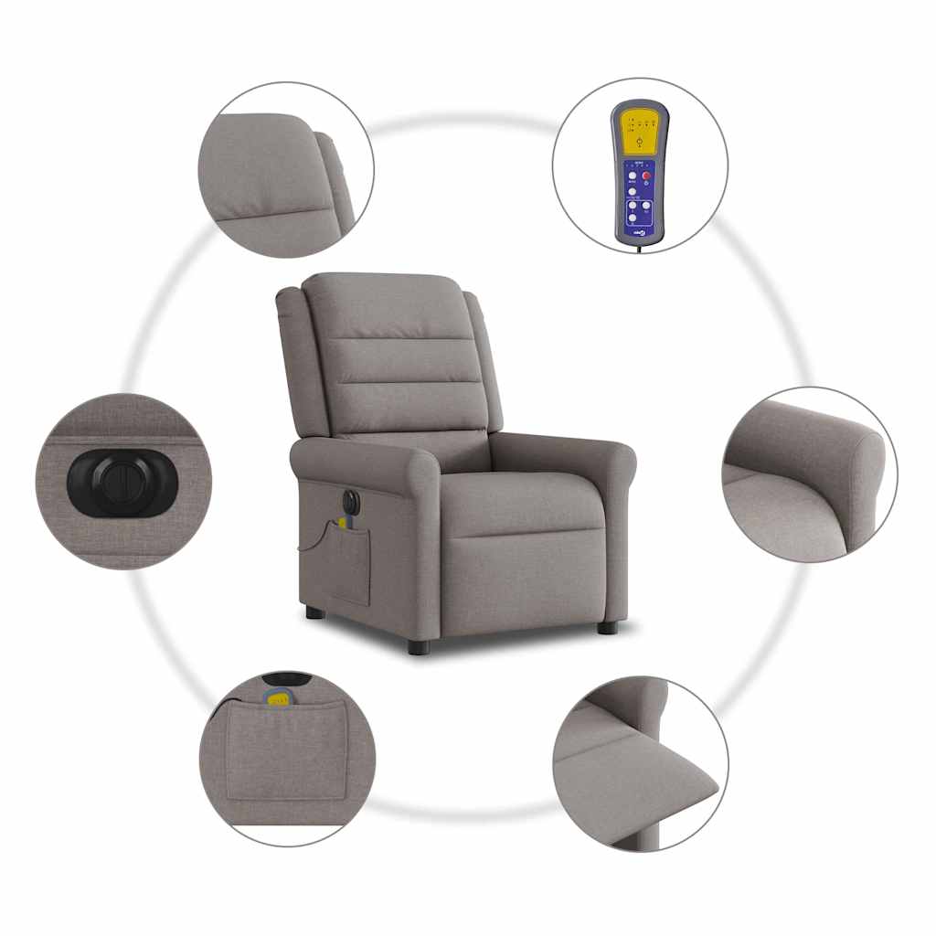 Massagestoel elektrisch verstelbaar stof taupe is nu te koop bij PeponiXL, paradijselijk wonen!