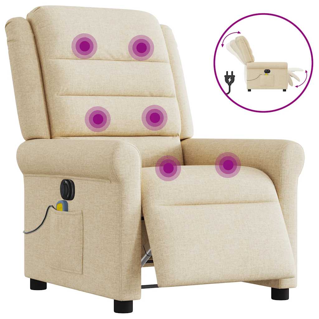 Massagestoel elektrisch verstelbaar stof crèmekleurig is nu te koop bij PeponiXL, paradijselijk wonen!