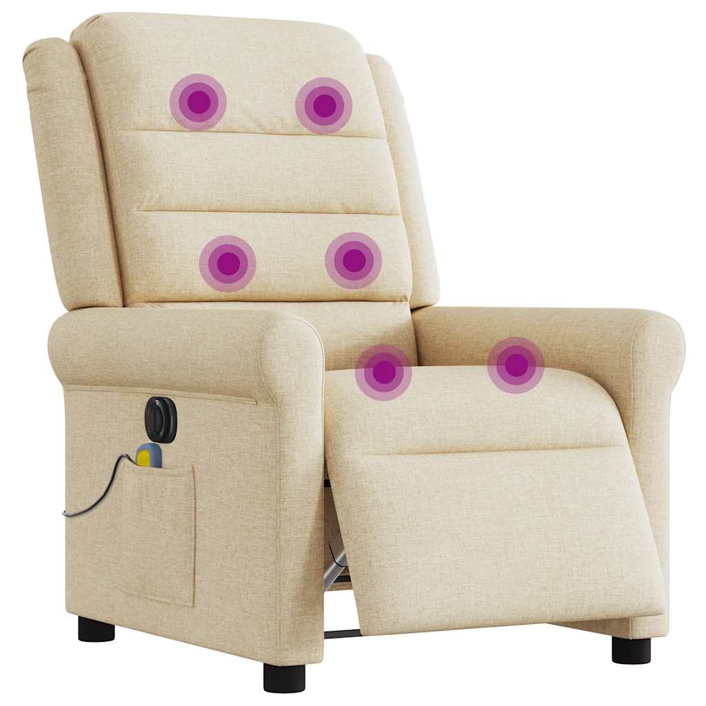 Massagestoel elektrisch verstelbaar stof crèmekleurig is nu te koop bij PeponiXL, paradijselijk wonen!