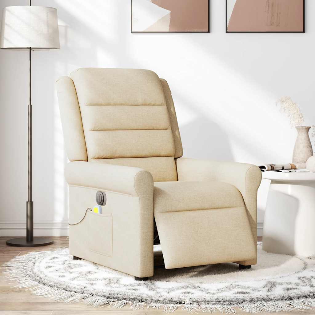 Massagestoel elektrisch verstelbaar stof crèmekleurig is nu te koop bij PeponiXL, paradijselijk wonen!