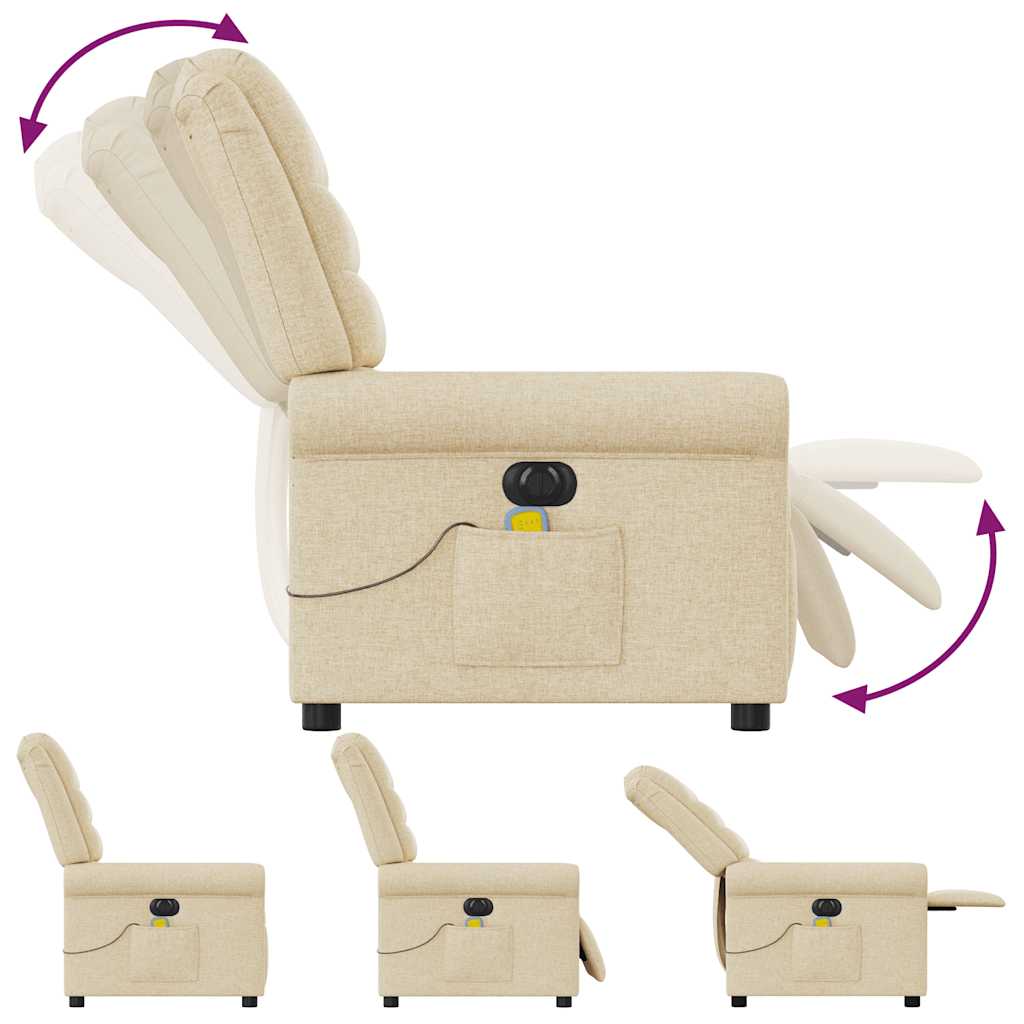 Massagestoel elektrisch verstelbaar stof crèmekleurig is nu te koop bij PeponiXL, paradijselijk wonen!