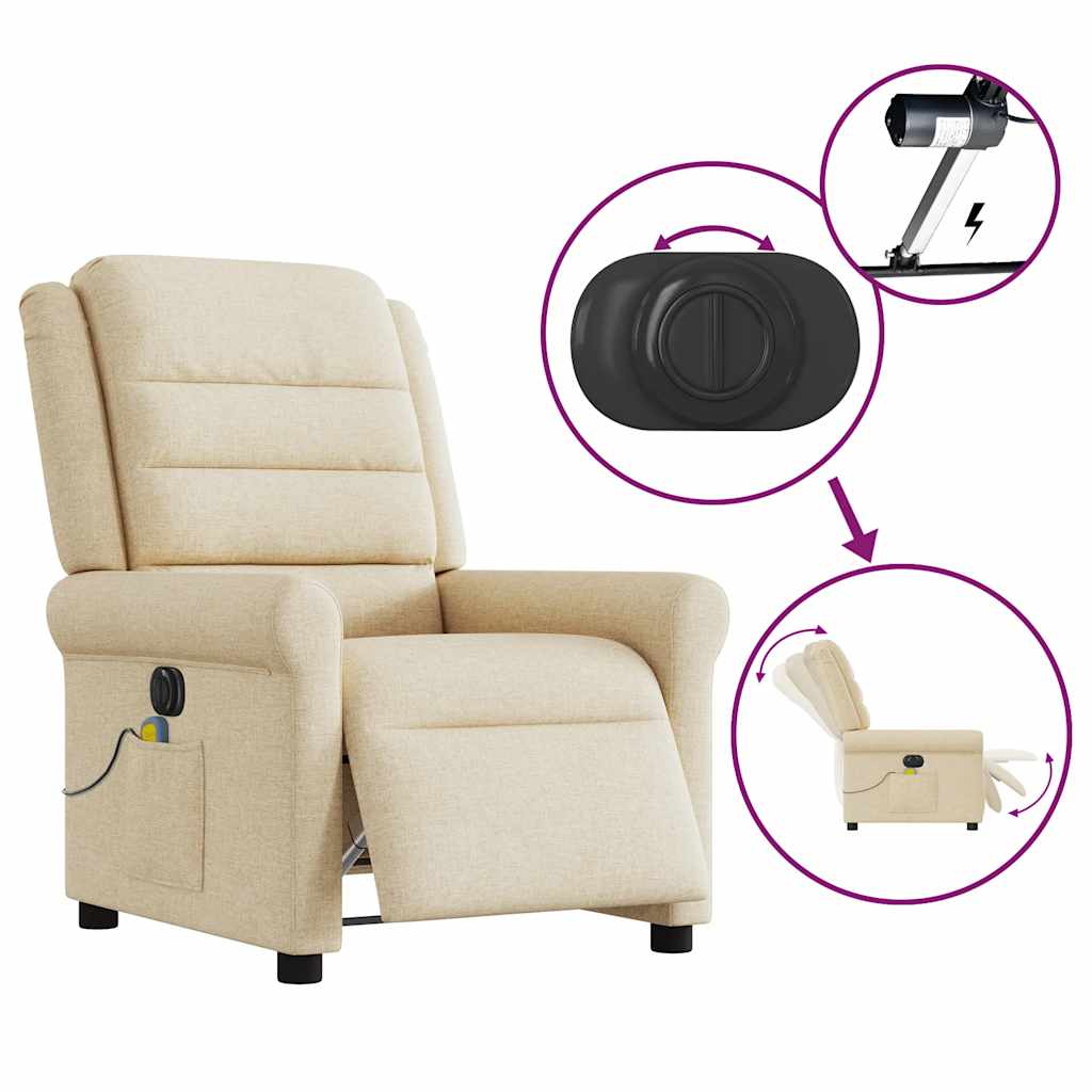 Massagestoel elektrisch verstelbaar stof crèmekleurig is nu te koop bij PeponiXL, paradijselijk wonen!