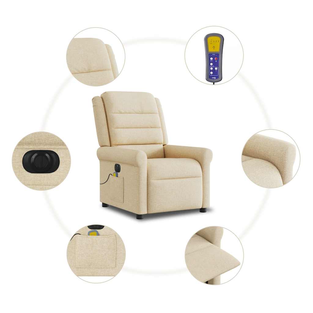 Massagestoel elektrisch verstelbaar stof crèmekleurig is nu te koop bij PeponiXL, paradijselijk wonen!