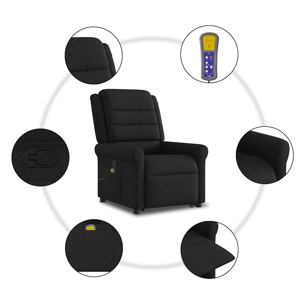 Sta-op-massagestoel verstelbaar stof zwart is nu te koop bij PeponiXL, paradijselijk wonen!