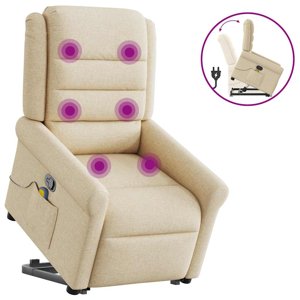 Sta-op-massagestoel verstelbaar stof crèmekleurig is nu te koop bij PeponiXL, paradijselijk wonen!