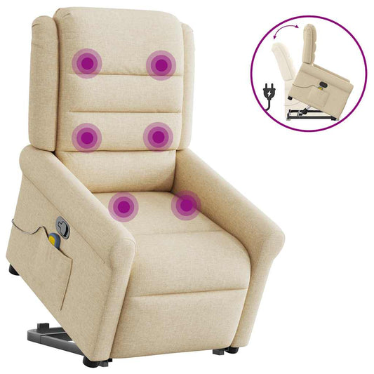 Sta-op-massagestoel verstelbaar stof crèmekleurig is nu te koop bij PeponiXL, paradijselijk wonen!